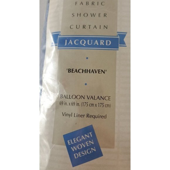 Collage Fabric Shower Curtain Beach Haven Textured Sea Shells Blue Jacquard NEW - Picture 4 of 5